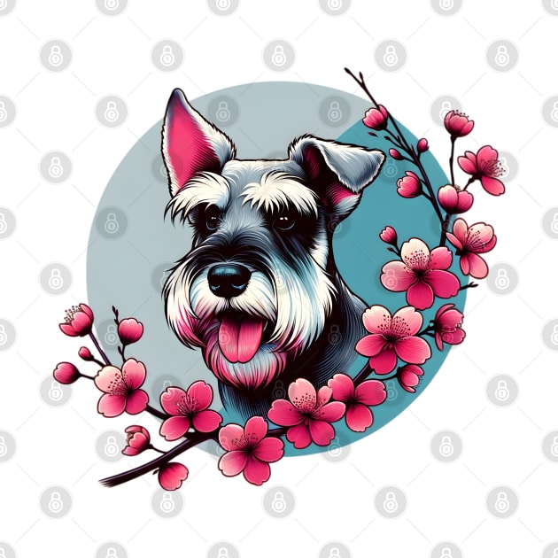 Standard Schnauzer Welcomes Spring with Cherry Blossoms by ArtRUs