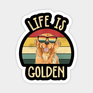 Life Is Golden Retriever Vintage Magnet