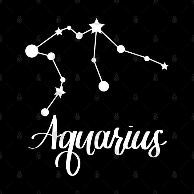 Aquarius Zodiac Constellation in White by Kelly Gigi