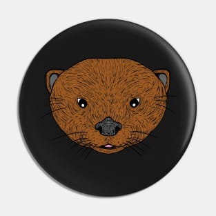 Otter Head with brown fur and smiling face Pin