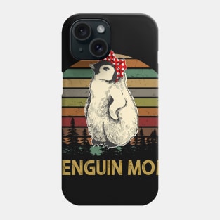 Penguin Mom With Red Dot Turban Gift For Mother's Day Phone Case
