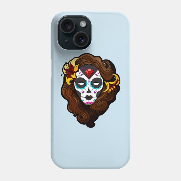 Day of the dead sugar skull pinup girl Phone Case by Drawn2life