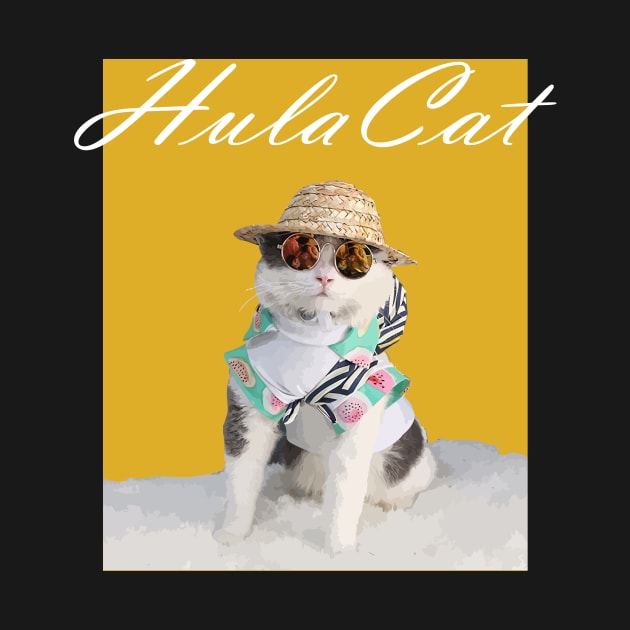 Hula Cat Hawaiian Funny by LOVILOVI