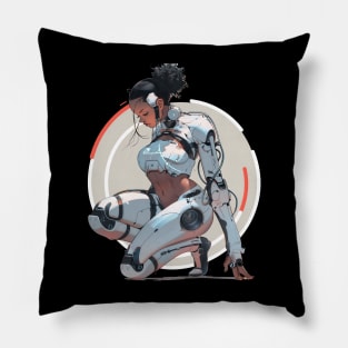 Cybernetic Futue Latina Girl Pillow