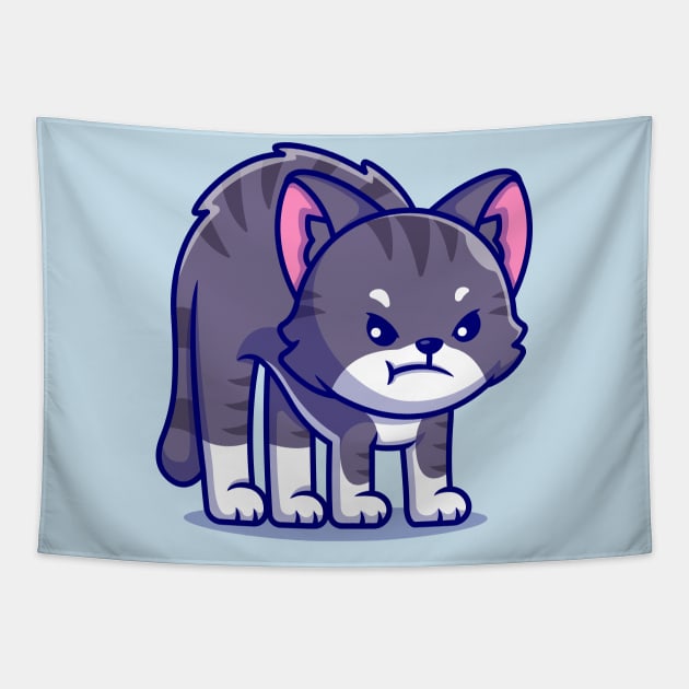 Cute Cat Angry Cartoon Tapestry by Catalyst Labs