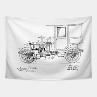 Vintage Car Patent Drawing Tapestry