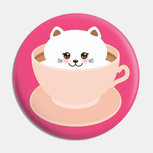 Cute Kawaii cat in pink cup of froth art coffee (2) Pin by EkaterinaP