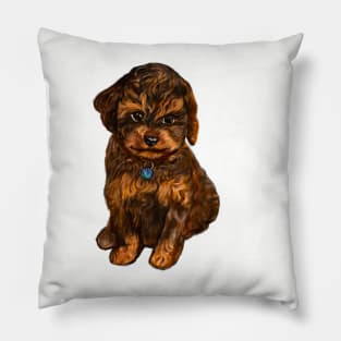 Cavapoochon Cavapoo Cavoodle  black and tan- cute cavalier King Charles spaniel Bichon frise Pillow