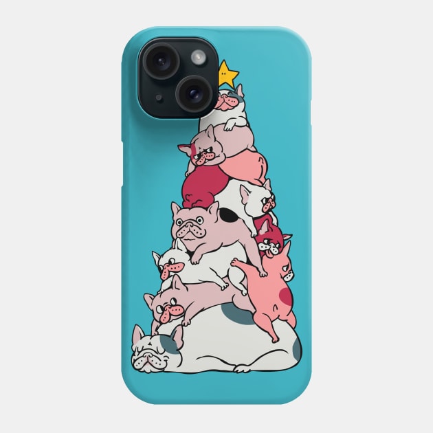 Christmas Tree French Bulldog Phone Case by huebucket