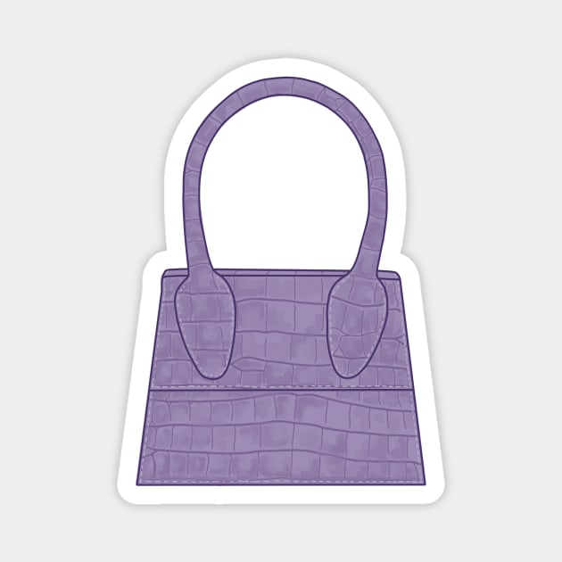 Purple leather crocodile skin miniature hand bag Magnet by Tana B 