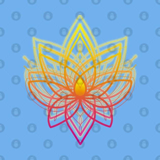 lace lotus flower sunset colours mandala on light azure background by blacklinesw9 by Blacklinesw9