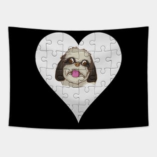 Shih Tzu Heart Jigsaw Pieces Design - Gift for Shih Tzu Lovers Tapestry