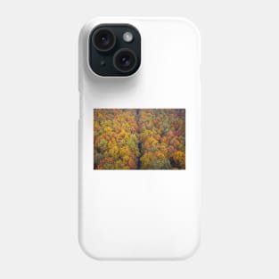 Aerial view of road through colorful autumn forest Phone Case