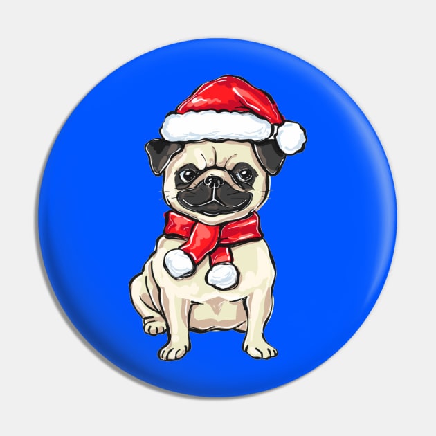 Funny Christmas pug dog in Santa hat Pin by amramna