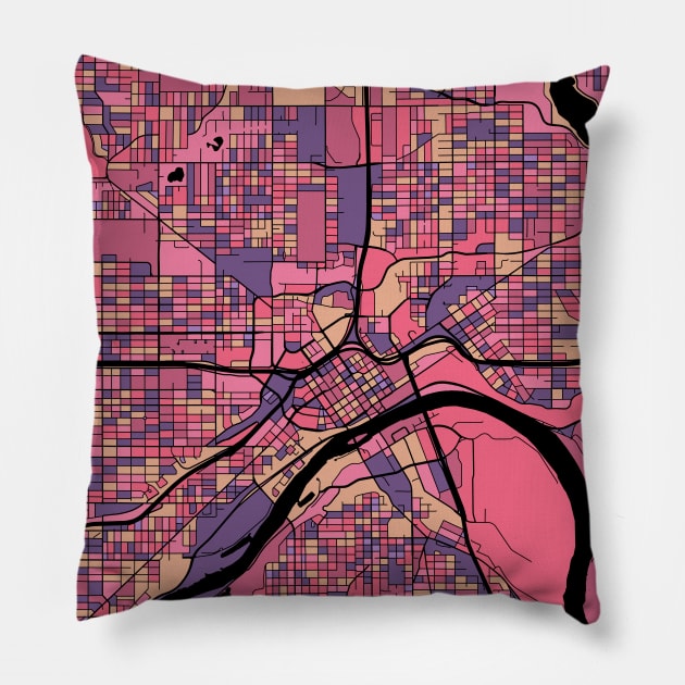 Saint Paul Map Pattern in Purple & Pink Pillow by PatternMaps