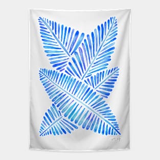 Blue Banana Leaves Tapestry