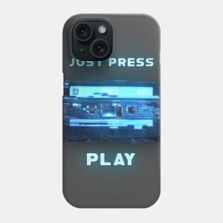 Just Press Play Glitched Retro Cassette Phone Case