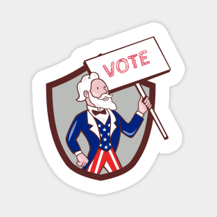 Uncle Sam American Placard Vote Crest Cartoon Magnet