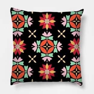 repeated pattern with colorful and illustrative flowers Pillow