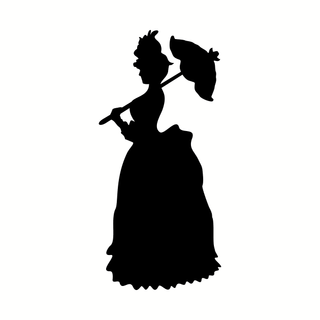 Victorian Woman Silhouette- black & white gown by XOOXOO