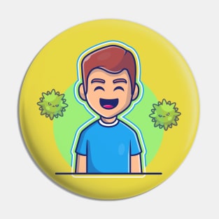 Boy With Strong Immunity Cartoon Pin