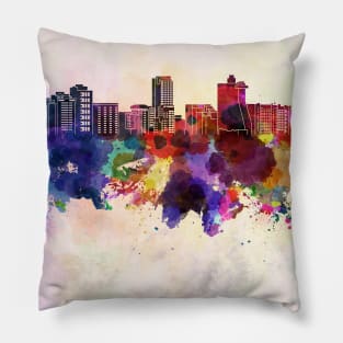 Acapulco skyline in watercolor background Pillow