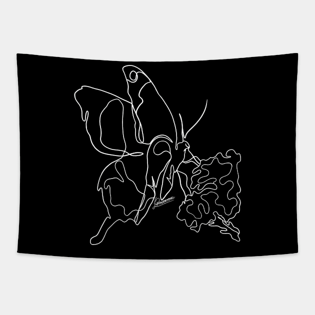 Butterfly White Lineart Tapestry by Orianartistic