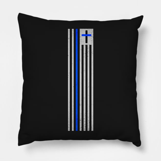 Blue Line Distressed Apparel Pillow by peteoliveriart