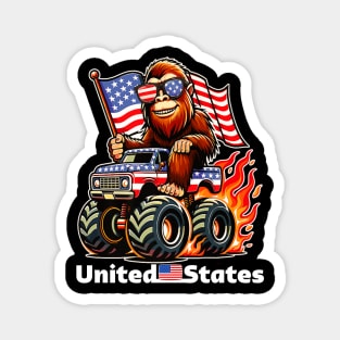 Bigfoot riding monter truck for 4th of july Magnet