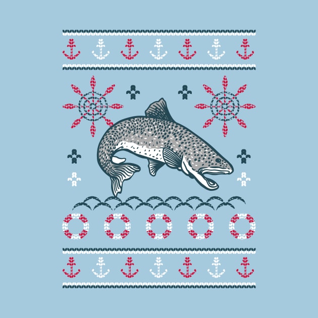 Pike Fish Ugly Christmas Sweater // Fisherman Christmas by SLAG_Creative