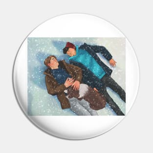 Nick and Charlie - heartstopper snow day drawing Pin