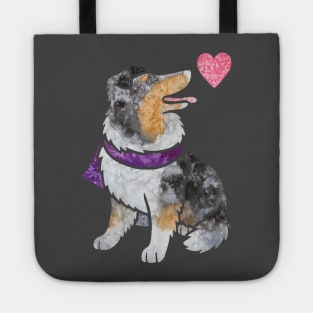 Watercolour Rough Collie dog (merle) Tote