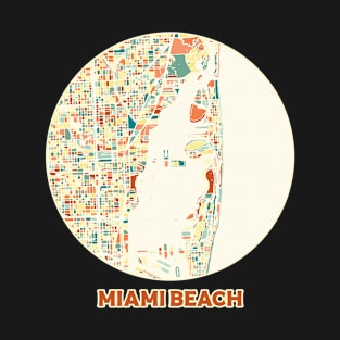 Miami Beach Florida map in mozaique colors T-Shirt