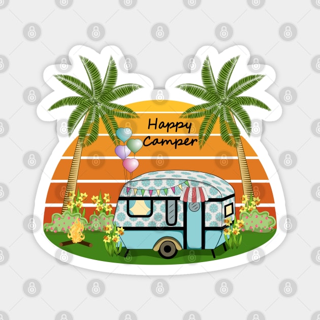 Happy Camper - Camper Van Magnet by Designoholic