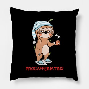 Procaffeinating | Procrastinator Coffee Pun Pillow