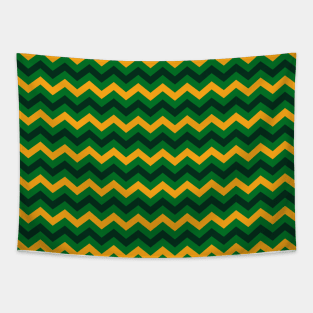 Yellow Black and Green Chevron Zigzag Pattern Tapestry