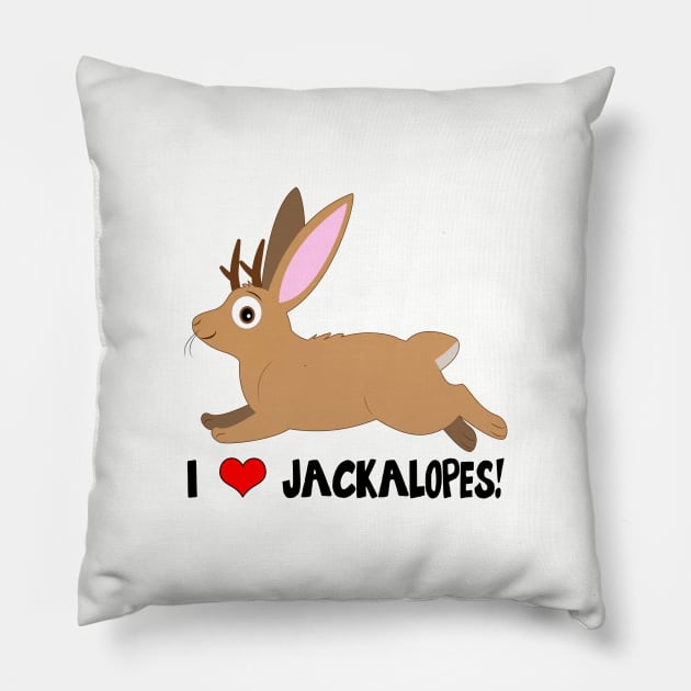 I Love Jackalopes! Pillow by PenguinCornerStore