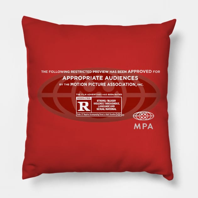 Red Band Trailer Warning Pillow by Sudburied