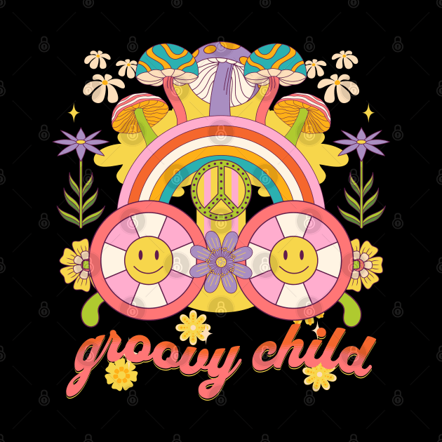 Groovy Child Retro Hippie Design in Bold Colors by EndlessDoodles