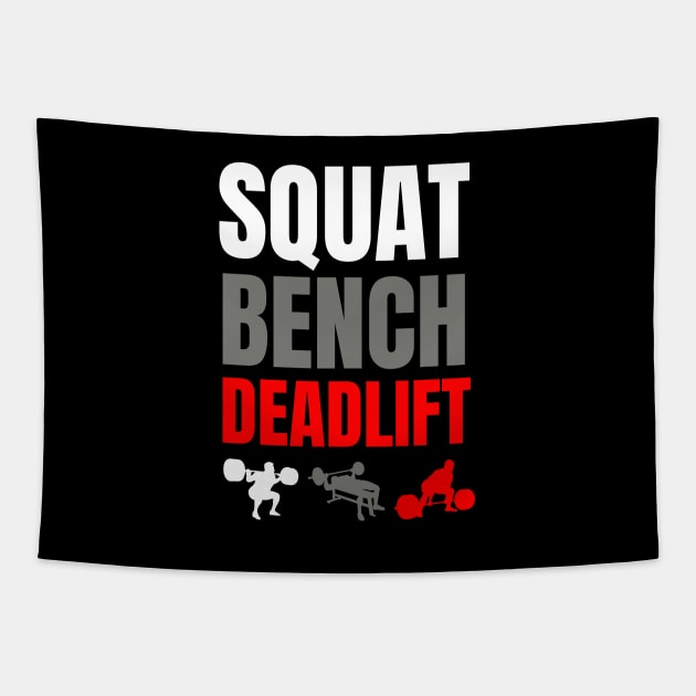 SQUAT BENCH DEADLIFT Tapestry by AniTeeCreation