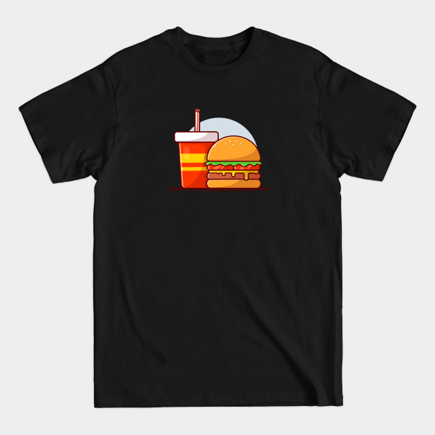 Burger And Soda Cartoon Vector Icon Illustration (8) - Burger - T-Shirt