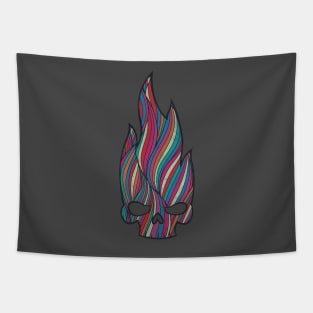 Halloween Flaming Skull Retro Pattern Tapestry