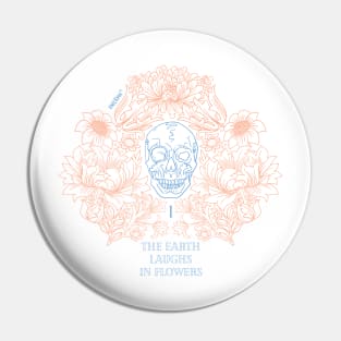 Flowers skull Orange/Blue edition Pin