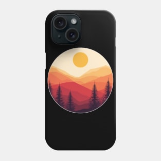 forest mountain horizon sunset vintage retro minimal Phone Case
