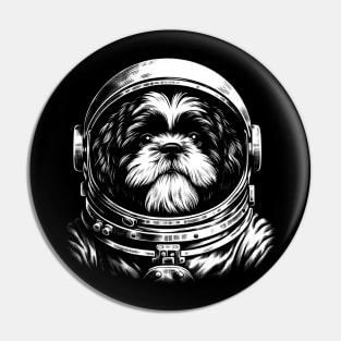 Fluff and Fancy Shih Tzu Space Dog, Stylish Tee Extravaganza Pin