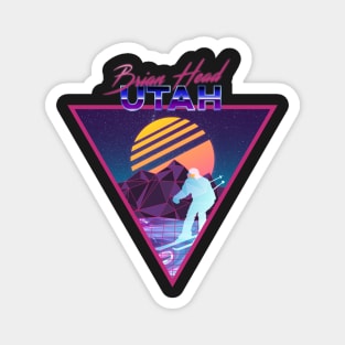 Retro Vaporwave Ski Mountain | Brian Head Utah | Shirts, Stickers, and More! Magnet