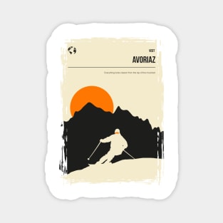 Avoriaz Skiing Minimal Vintage Travel Poster Magnet