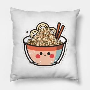 Cute Ramen Noodles Cartoon Anime Drawing Japan Pillow