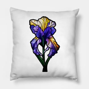 Stained Glass Purple Bearded Iris Pillow