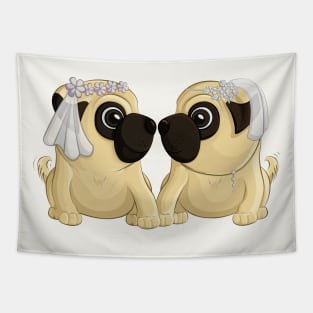 Bride Pugs Tapestry